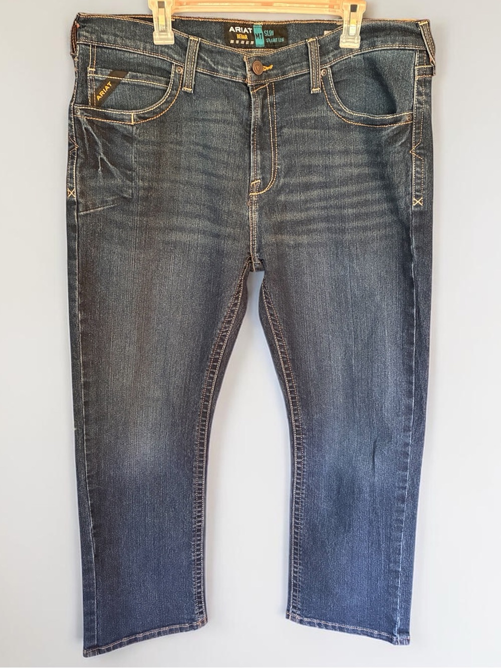Ariat Rebar M7 Slim Straight Jeans Men 38x30 Durastretch Western Workwear Denim